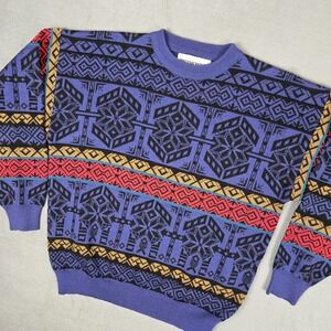 Obermeyer Purple, Black, Red and Gold Patterned Sweater